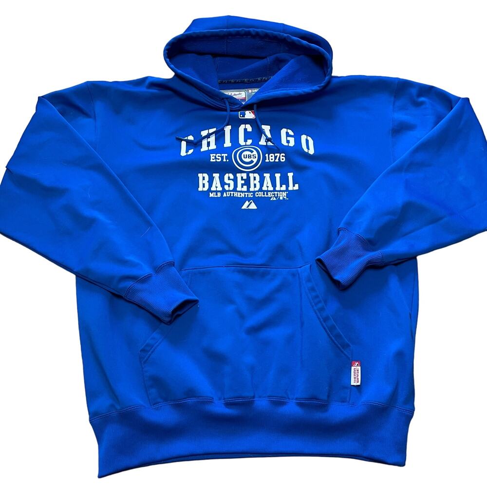 Majestic Chicago Cubs Men's Pull Over Hoodie Size XL Drawstring Long Sleeve